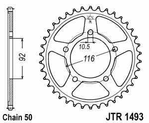 JT Kettenrad Stahl, Teilung 530, 1493,41