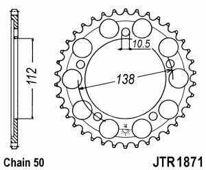 JT Kettenrad Stahl, Teilung 530, 1871,48