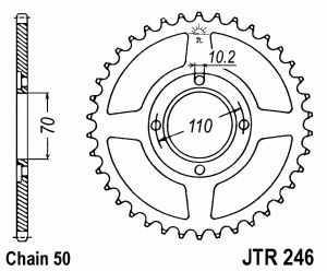 JT Kettenrad Stahl, Teilung 530, 246