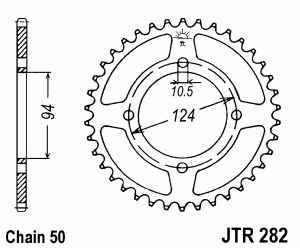 JT Kettenrad Stahl, Teilung 530, 282