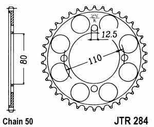 JT Kettenrad Stahl, Teilung 530, 284