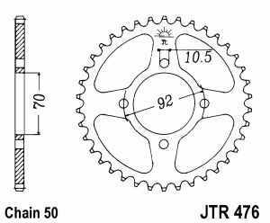 JT Kettenrad Stahl, Teilung 530, 476