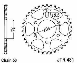 JT Kettenrad Stahl, Teilung 530, 481,42