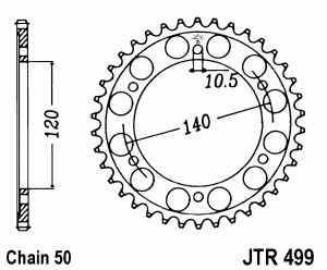 JT Kettenrad Stahl, Teilung 530, 499