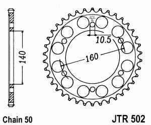 JT Kettenrad Stahl, Teilung 530, 502