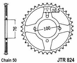 JT Kettenrad Stahl, Teilung 530, 824,46