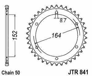 JT Kettenrad Stahl, Teilung 530, 841,42