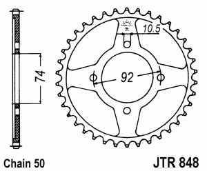 JT Kettenrad Stahl, Teilung 530, 848,39