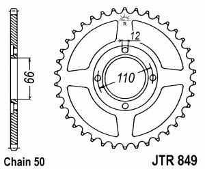 JT Kettenrad Stahl, Teilung 530, 849,38