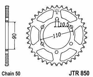 JT Kettenrad Stahl, Teilung 530, 850,34