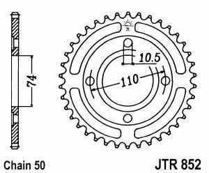 JT Kettenrad Stahl, Teilung 530, 852,41