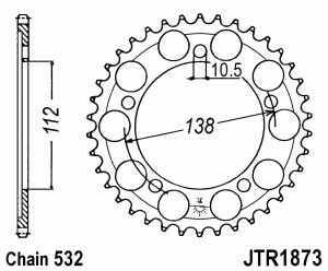 JT Kettenrad Stahl, Teilung 532, 1873,48