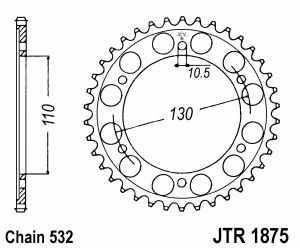 JT Kettenrad Stahl, Teilung 532, 1875,48