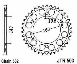 JT Kettenrad Stahl, Teilung 532, 503,45