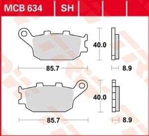 Honda Kawasaki Suzuki Yamaha Bremsbelagsatz MCB634