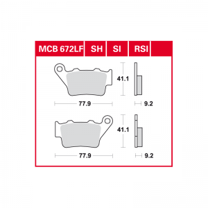 Aprilia Beta BMW Ducati Honda Husaberg Husqvarna KTM SYM Triumph Yamaha Bremsbelagsatz MCB672SI